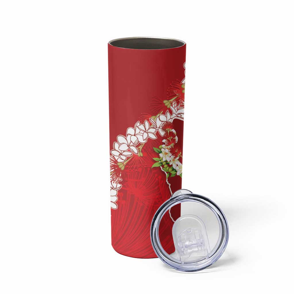 Hawaii Island Flowers Lei Skinny Tumbler Ohia Lehua Scarlet Red LT7 - Polynesian Pride