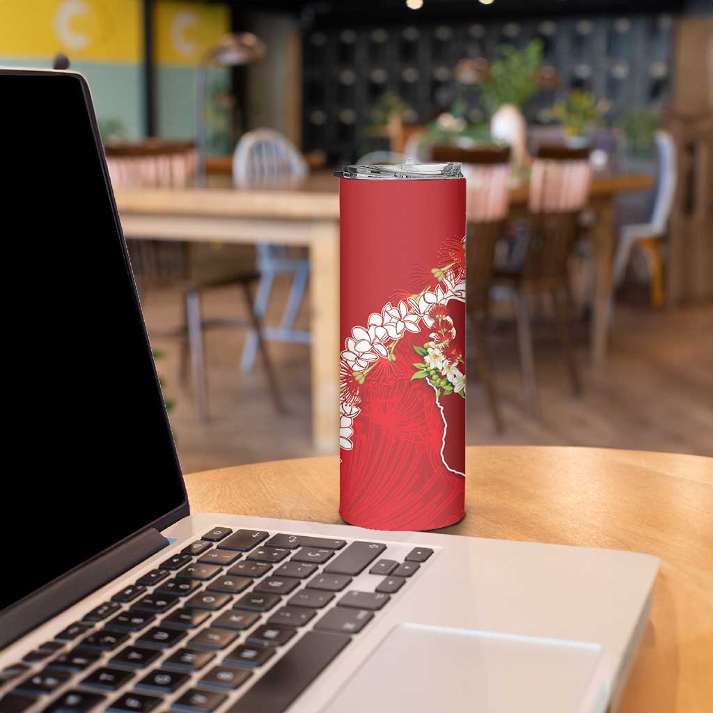 Hawaii Island Flowers Lei Skinny Tumbler Ohia Lehua Scarlet Red LT7 - Polynesian Pride