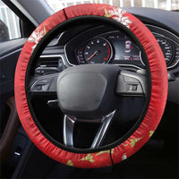 Hawaii Island Flowers Lei Steering Wheel Cover Ohia Lehua Scarlet Red