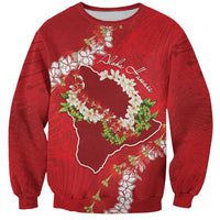 Hawaii Island Flowers Lei Sweatshirt Ohia Lehua Scarlet Red