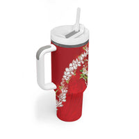 Hawaii Island Flowers Lei Tumbler With Handle Ohia Lehua Scarlet Red