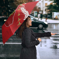 Hawaii Island Flowers Lei Umbrella Ohia Lehua Scarlet Red