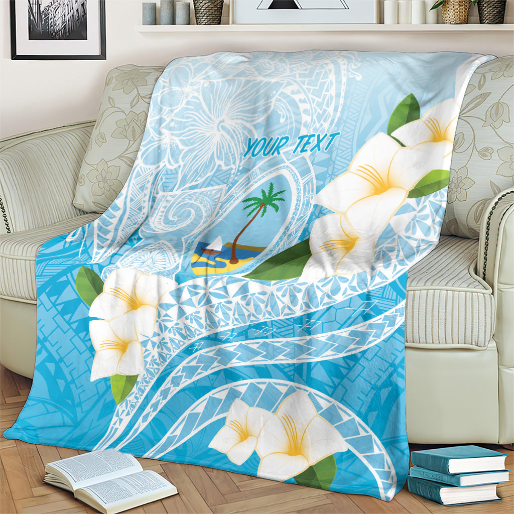Guam Chamorro Guasali Flowers Blanket Aqua Gradient LT7