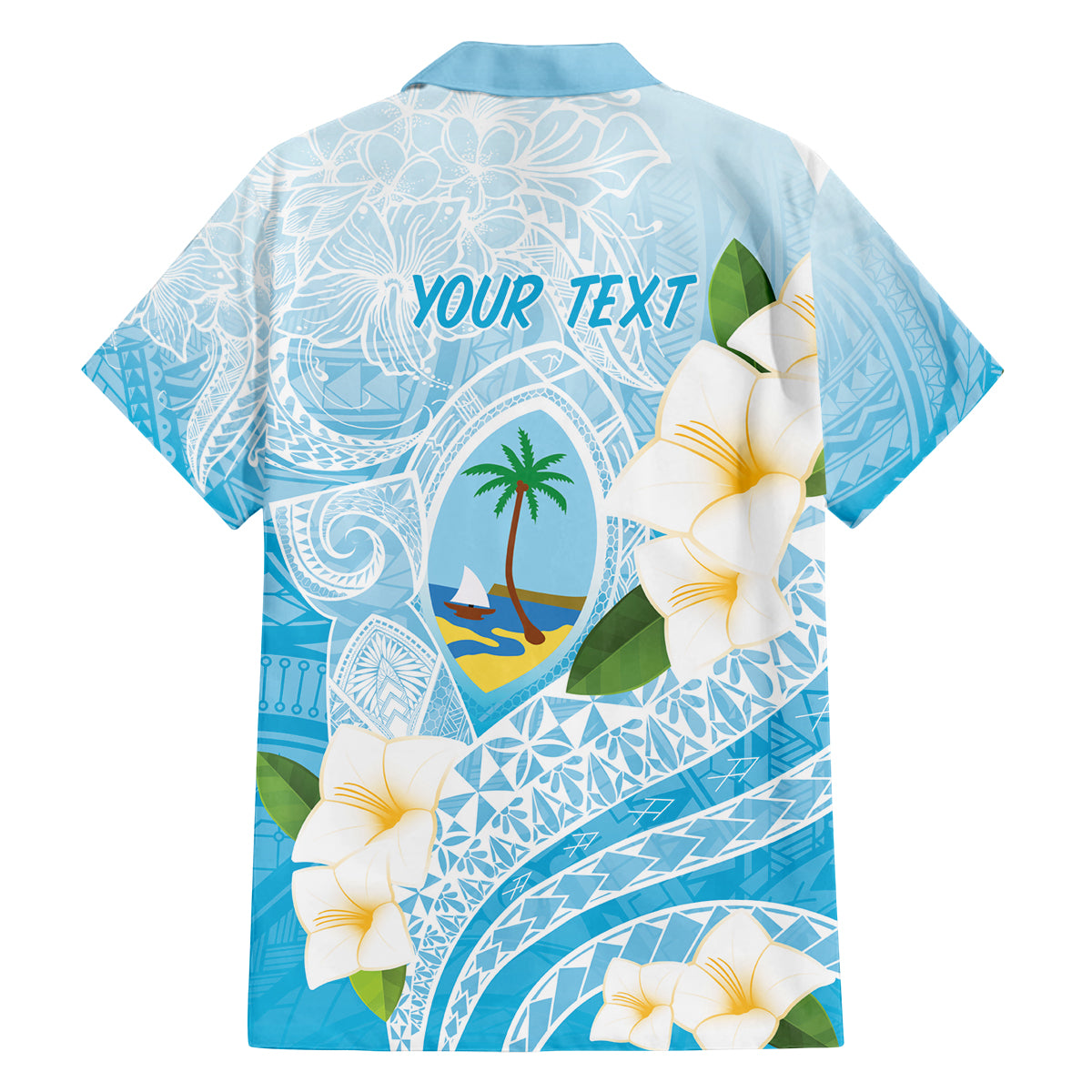 Guam Chamorro Guasali Flowers Family Matching Puletasi and Hawaiian Shirt Aqua Gradient