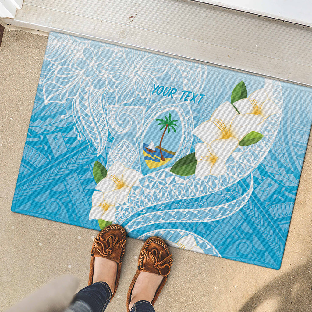 Guam Chamorro Guasali Flowers Rubber Doormat Aqua Gradient LT7