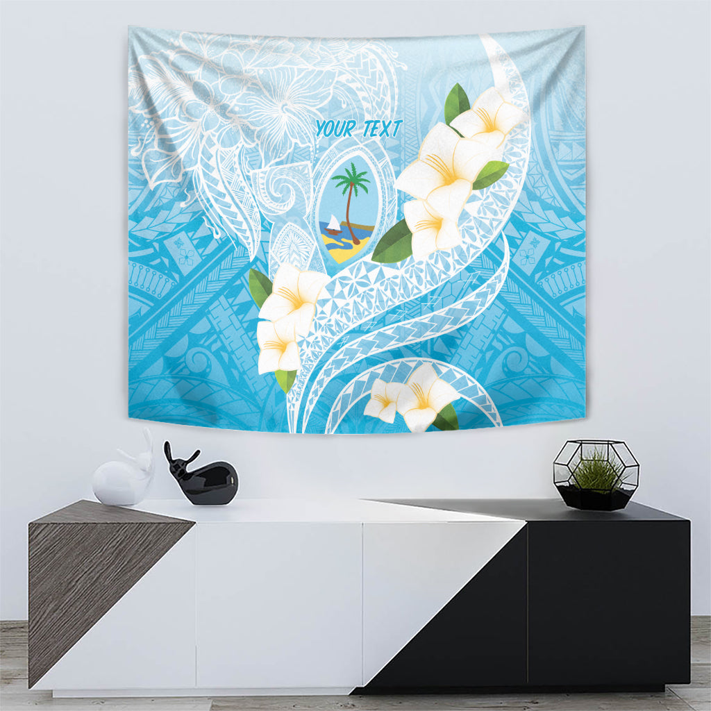 Guam Chamorro Guasali Flowers Tapestry Aqua Gradient LT7