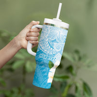 Guam Chamorro Guasali Flowers Tumbler With Handle Aqua Gradient LT7