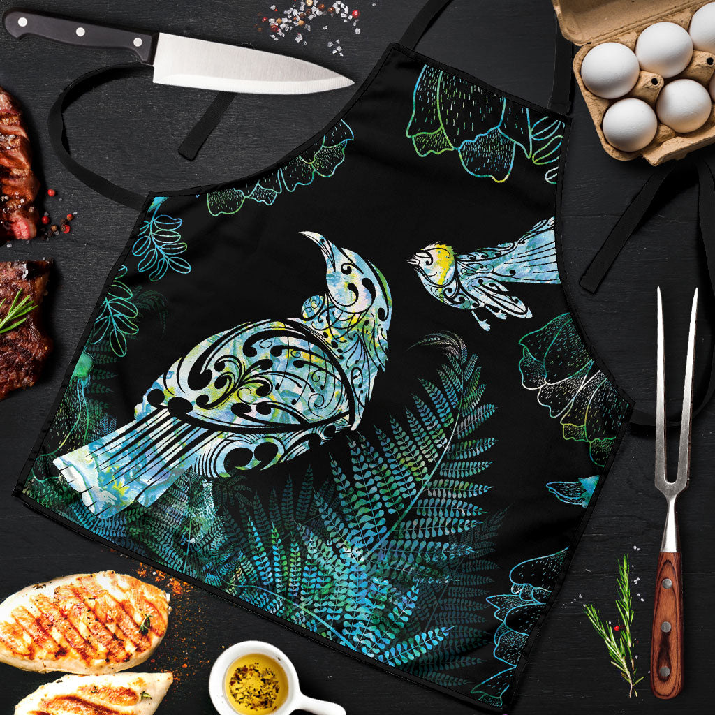 Aotearoa Maori Mahuru Apron Spring Time - Paua Shell Green LT7 Black - Polynesian Pride