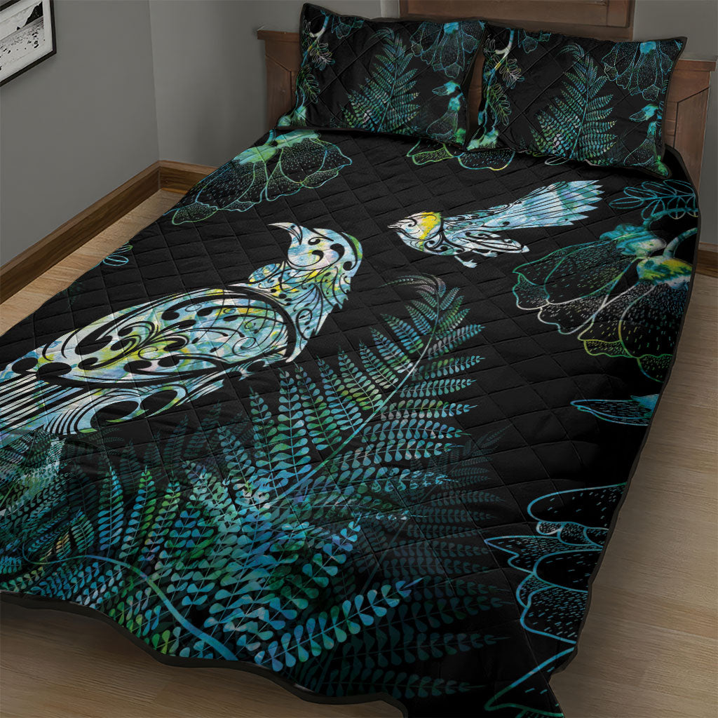Aotearoa Maori Mahuru Quilt Bed Set Spring Time - Paua Shell Green LT7 - Polynesian Pride