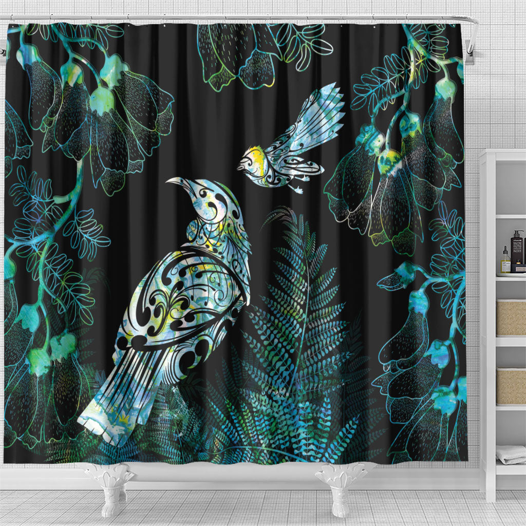 Aotearoa Maori Mahuru Shower Curtain Spring Time - Paua Shell Green LT7 - Polynesian Pride