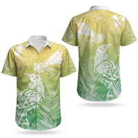 Aotearoa Maori Mahuru Tui With Pikawakawa Couples Matching Off Shoulder Short Dress and Hawaiian Shirt Spring Time LT7 - Polynesian Pride