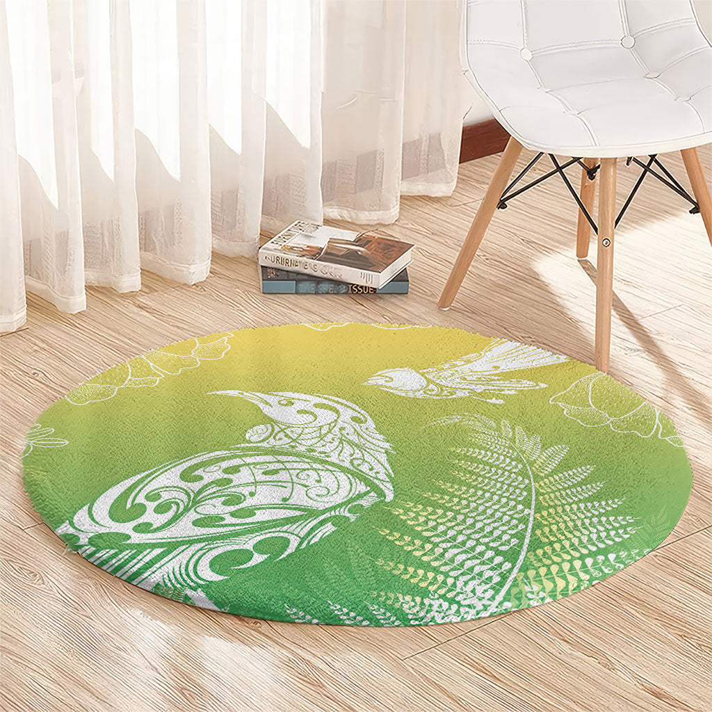 Aotearoa Maori Mahuru Tui With Pikawakawa Round Carpet Spring Time LT7 - Polynesian Pride