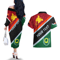 Personalised Penama and Papua New Guinea Day Couples Matching Off The Shoulder Long Sleeve Dress and Hawaiian Shirt Emblem Mix Style LT7 - Polynesian Pride