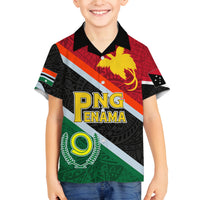 Personalised Penama and Papua New Guinea Day Family Matching Off Shoulder Long Sleeve Dress and Hawaiian Shirt Emblem Mix Style LT7 Son's Shirt Colorful - Polynesian Pride