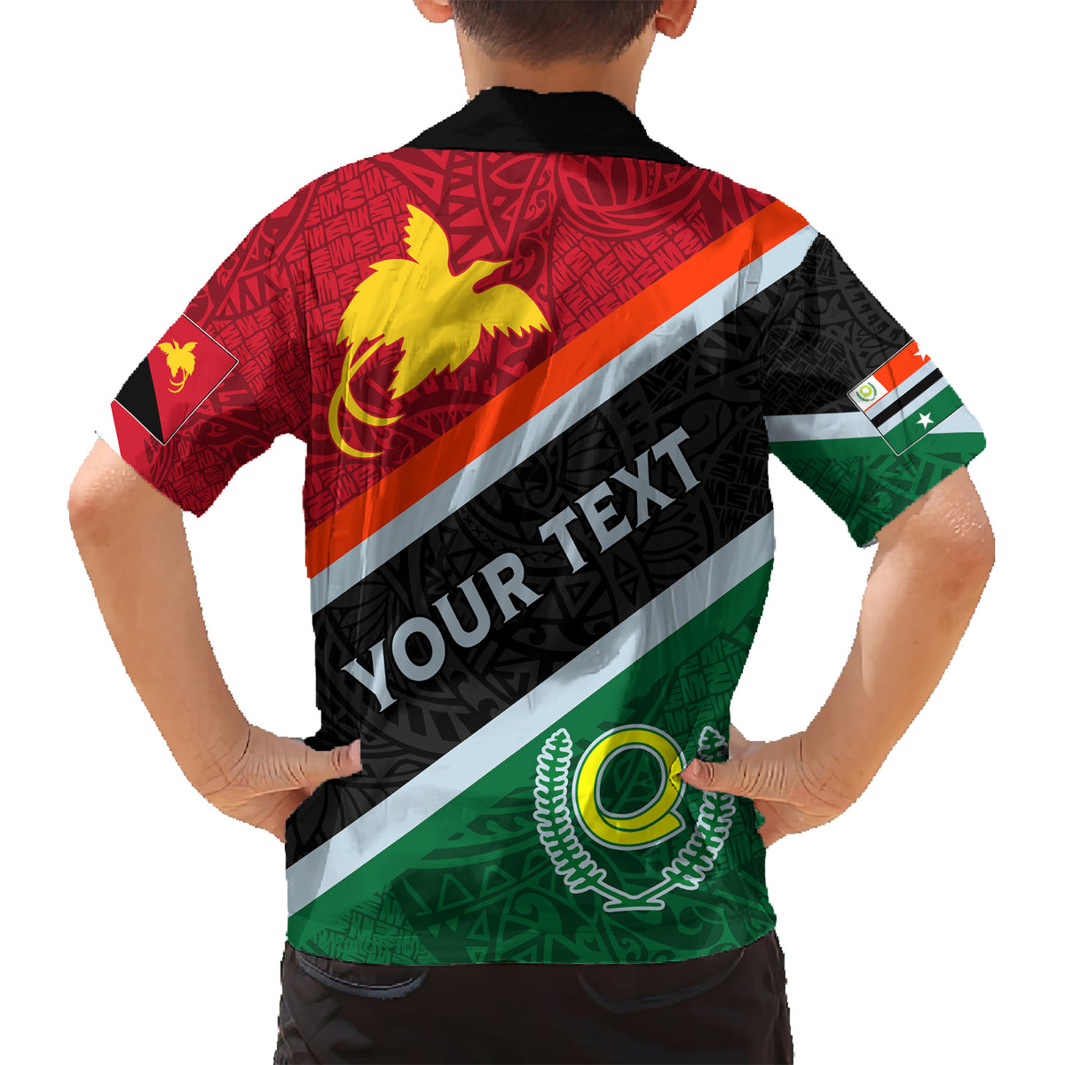 Personalised Penama and Papua New Guinea Day Family Matching Short Sleeve Bodycon Dress and Hawaiian Shirt Emblem Mix Style LT7 - Polynesian Pride