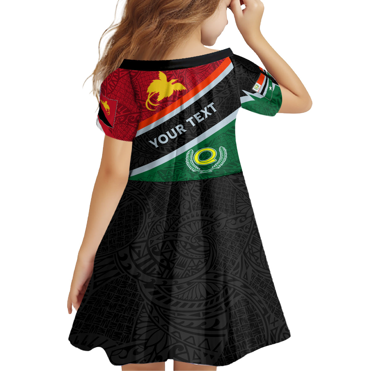 personalised-penama-and-papua-new-guinea-day-kid-short-sleeve-dress-emblem-mix-style
