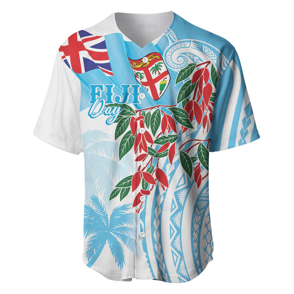 Bula Fiji Day Tagimaucia Palms Baseball Jersey Toso Mai Viti LT7 Turquoise - Polynesian Pride