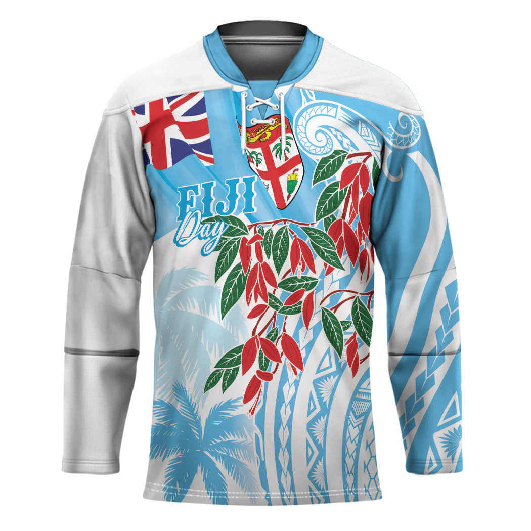 Bula Fiji Day Tagimaucia Palms Hockey Jersey Toso Mai Viti LT7 Unisex Turquoise - Polynesian Pride