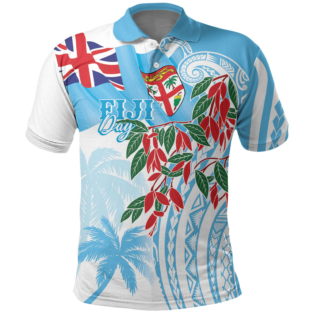 Bula Fiji Day Tagimaucia Palms Polo Shirt Toso Mai Viti LT7 Turquoise - Polynesian Pride
