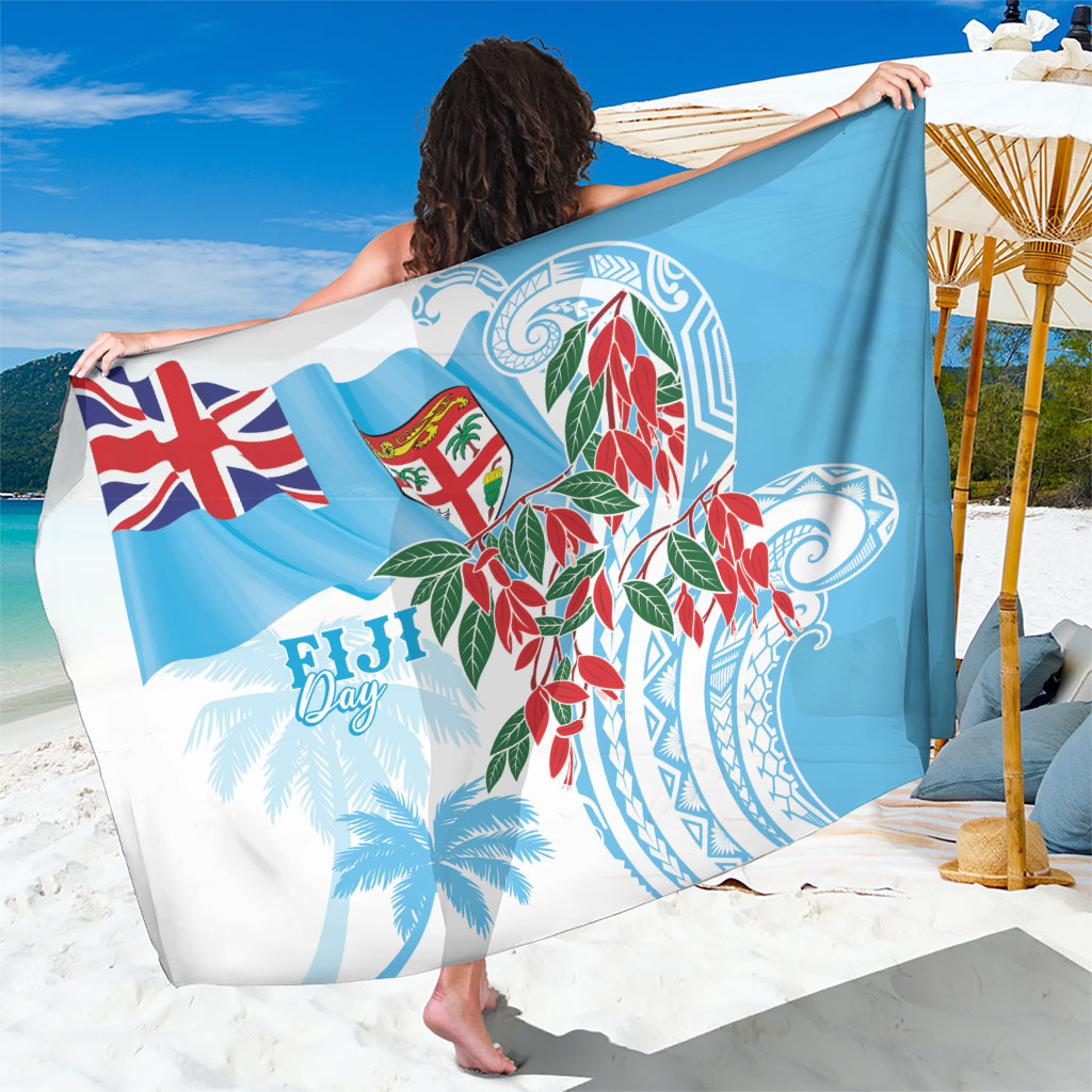 Bula Fiji Day Tagimaucia Palms Sarong Toso Mai Viti LT7 One Size 44 x 66 inches Turquoise - Polynesian Pride