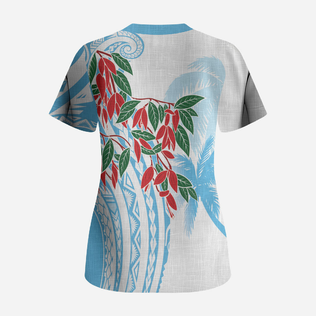 Bula Fiji Day Tagimaucia Palms Scrub Top Toso Mai Viti LT7 - Polynesian Pride