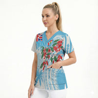 Bula Fiji Day Tagimaucia Palms Scrub Top Toso Mai Viti LT7 - Polynesian Pride