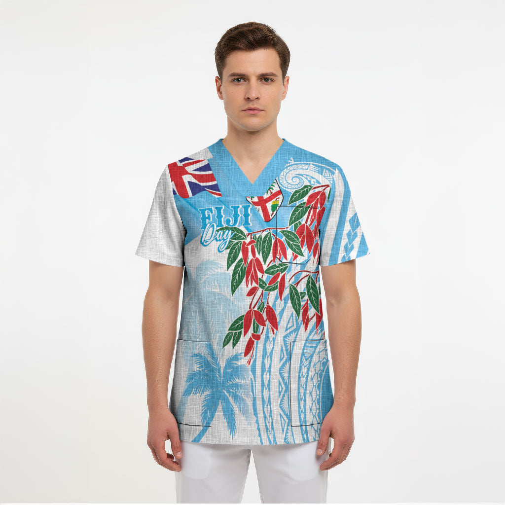 Bula Fiji Day Tagimaucia Palms Scrub Top Toso Mai Viti LT7 - Polynesian Pride