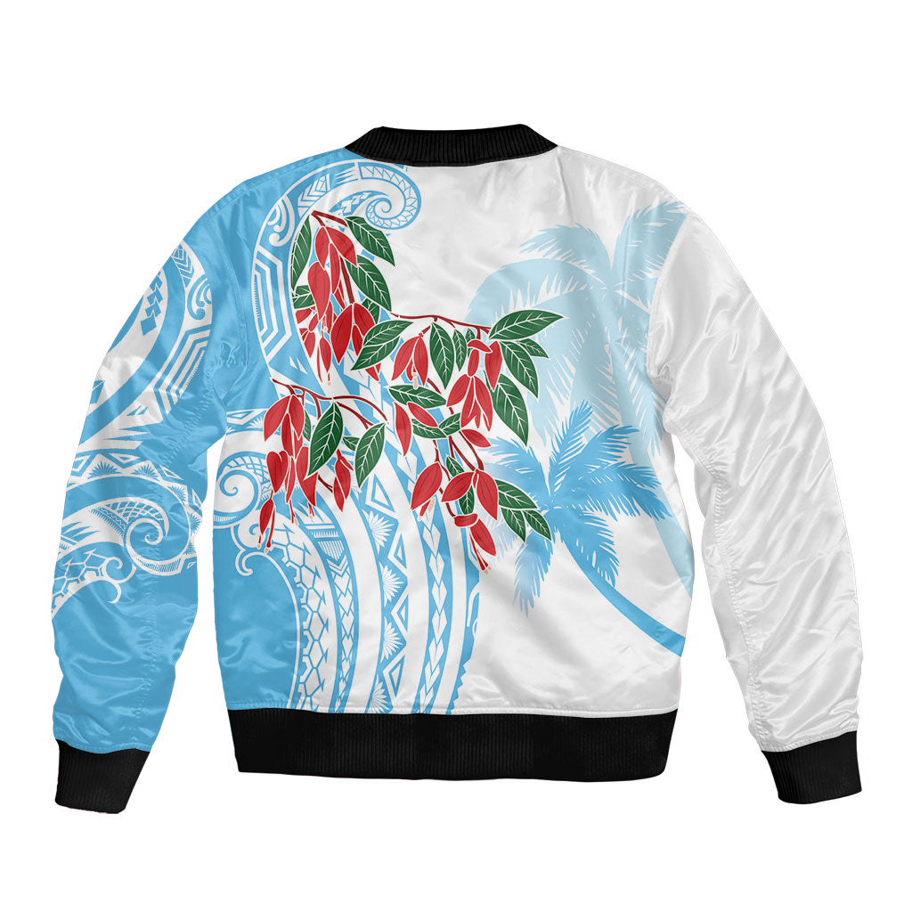 Bula Fiji Day Tagimaucia Palms Sleeve Zip Bomber Jacket Toso Mai Viti LT7 - Polynesian Pride