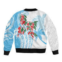 Bula Fiji Day Tagimaucia Palms Sleeve Zip Bomber Jacket Toso Mai Viti LT7 - Polynesian Pride