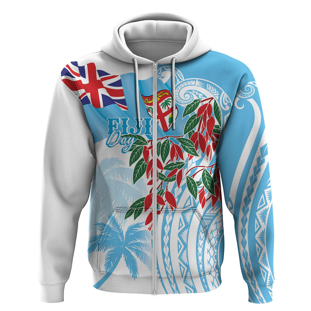 Bula Fiji Day Tagimaucia Palms Zip Hoodie Toso Mai Viti LT7 Zip Hoodie Turquoise - Polynesian Pride