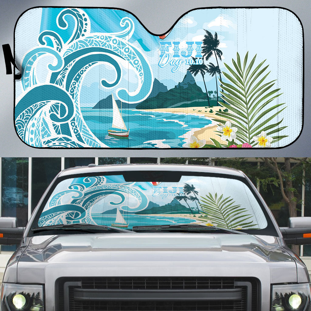 Bula Fiji Seascape Auto Sun Shade Fiji Day - Islands Heritage LT7 Multicolor - Polynesian Pride