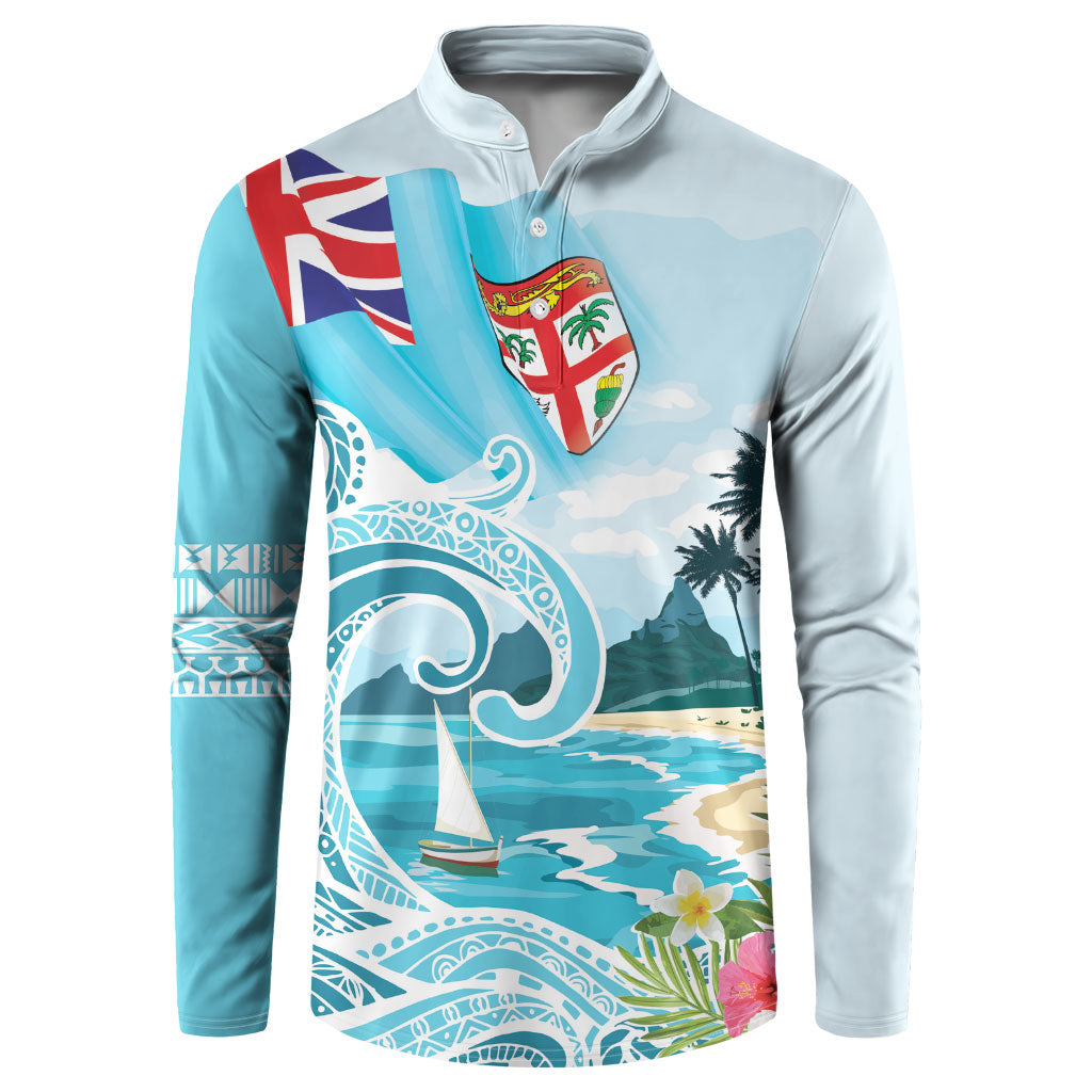Bula Fiji Seascape Button Sweatshirt Fiji Day - Islands Heritage LT7 Multicolor - Polynesian Pride