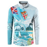 Bula Fiji Seascape Button Sweatshirt Fiji Day - Islands Heritage LT7 Multicolor - Polynesian Pride