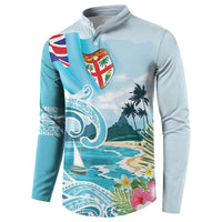 Bula Fiji Seascape Button Sweatshirt Fiji Day - Islands Heritage LT7 - Polynesian Pride