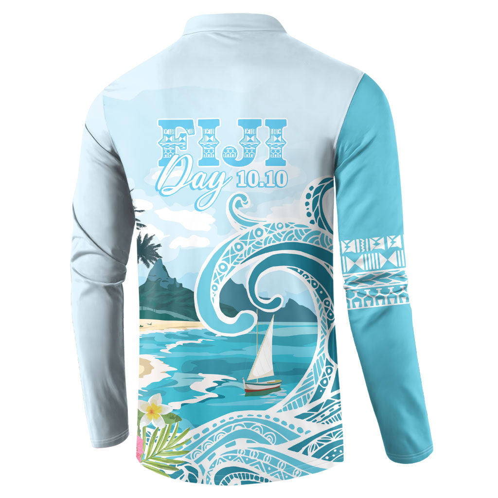 Bula Fiji Seascape Button Sweatshirt Fiji Day - Islands Heritage LT7 - Polynesian Pride