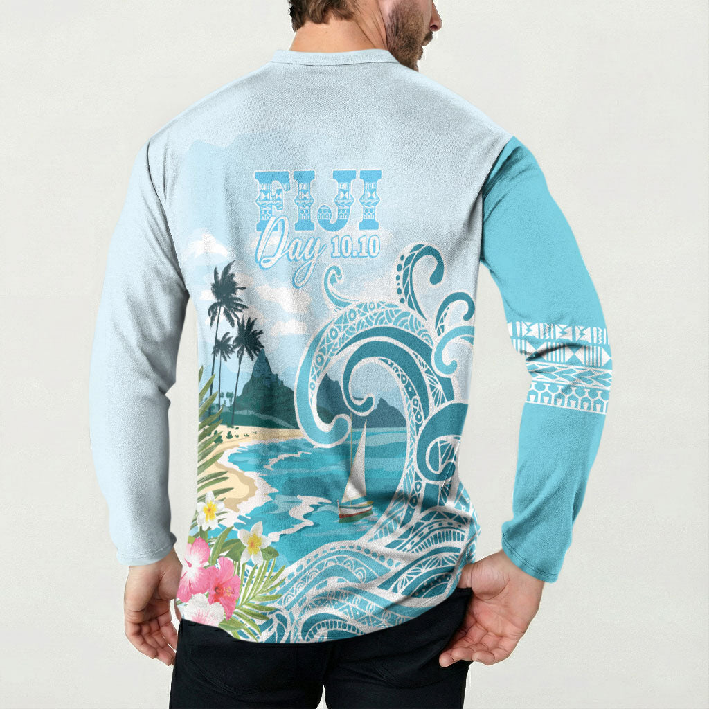 Bula Fiji Seascape Button Sweatshirt Fiji Day - Islands Heritage LT7 - Polynesian Pride