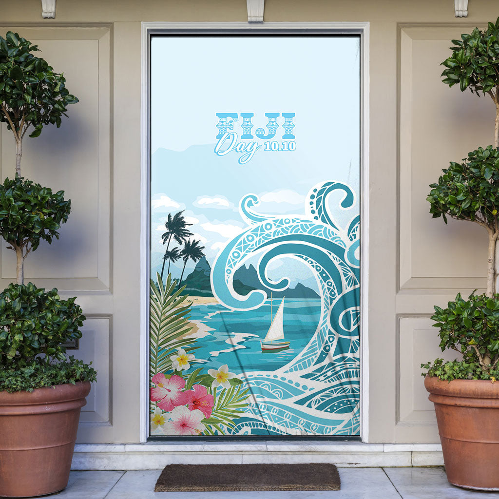 Bula Fiji Seascape Door Cover Fiji Day - Islands Heritage LT7 Multicolor - Polynesian Pride