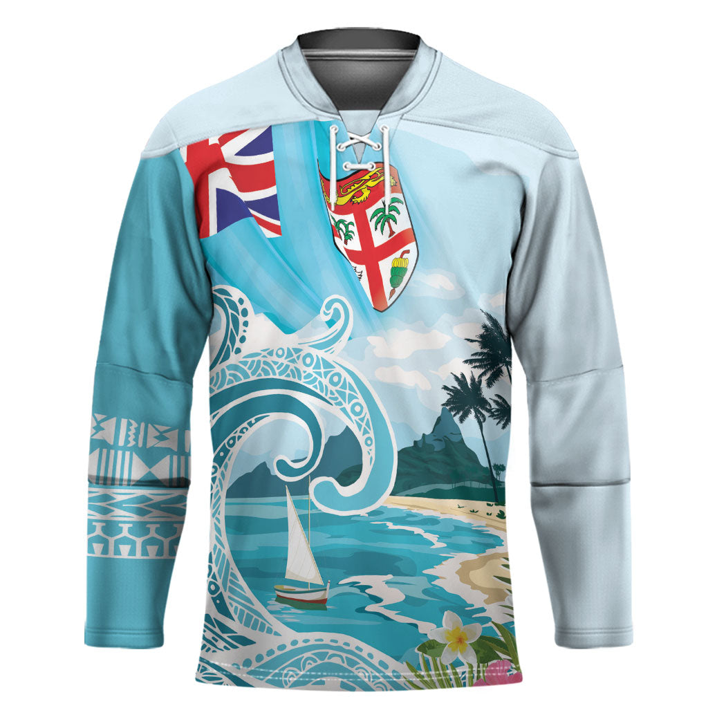 Bula Fiji Seascape Hockey Jersey Fiji Day - Islands Heritage LT7 Unisex Multicolor - Polynesian Pride