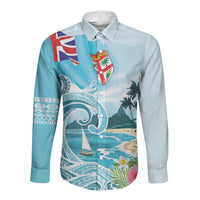 Bula Fiji Seascape Long Sleeve Button Shirt Fiji Day - Islands Heritage LT7 Unisex Multicolor - Polynesian Pride
