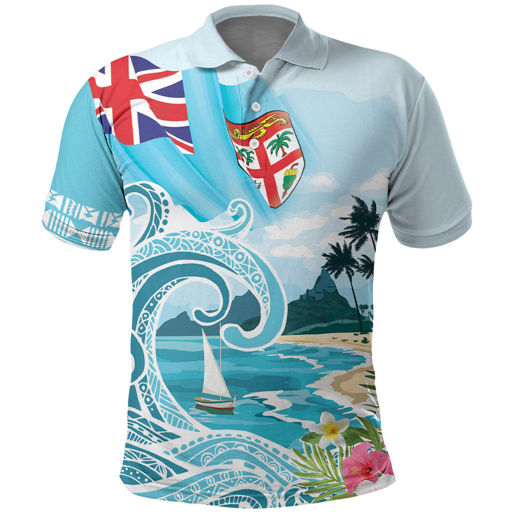 Bula Fiji Seascape Polo Shirt Fiji Day - Islands Heritage LT7 Multicolor - Polynesian Pride