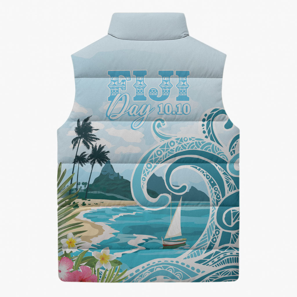 Bula Fiji Seascape Sleeveless Puffer Jacket Fiji Day - Islands Heritage LT7 - Polynesian Pride