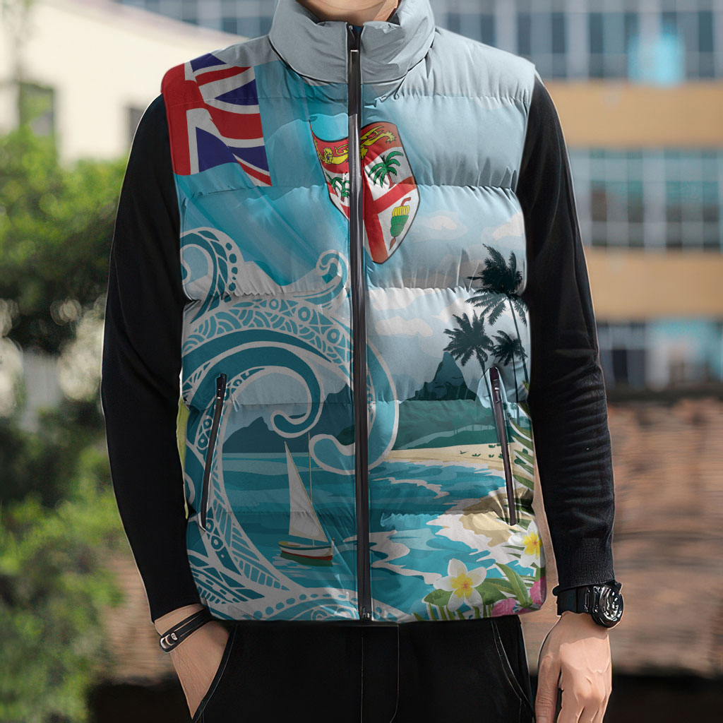 Bula Fiji Seascape Sleeveless Puffer Jacket Fiji Day - Islands Heritage LT7 - Polynesian Pride