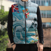 Bula Fiji Seascape Sleeveless Puffer Jacket Fiji Day - Islands Heritage LT7 - Polynesian Pride