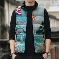 Bula Fiji Seascape Sleeveless Puffer Jacket Fiji Day - Islands Heritage LT7 - Polynesian Pride