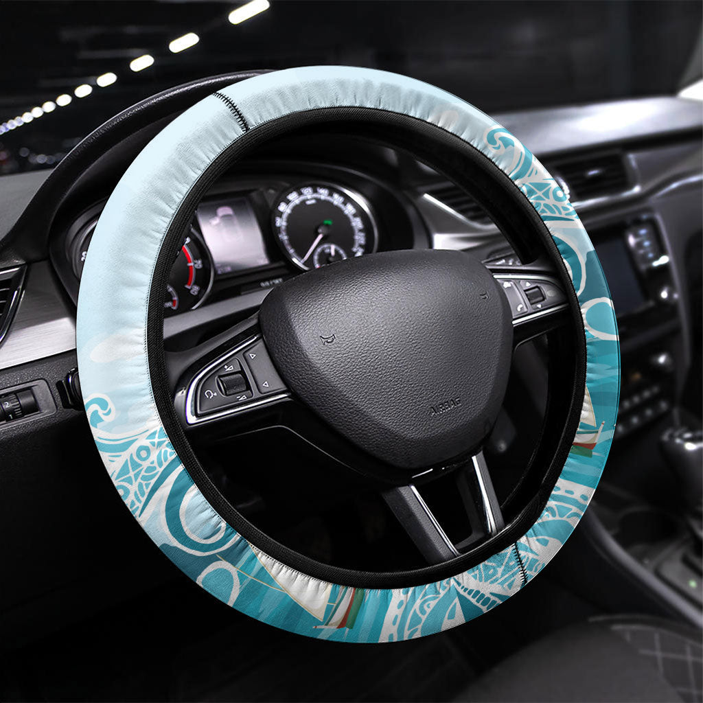 Bula Fiji Seascape Steering Wheel Cover Fiji Day - Islands Heritage LT7 Universal Fit Multicolor - Polynesian Pride