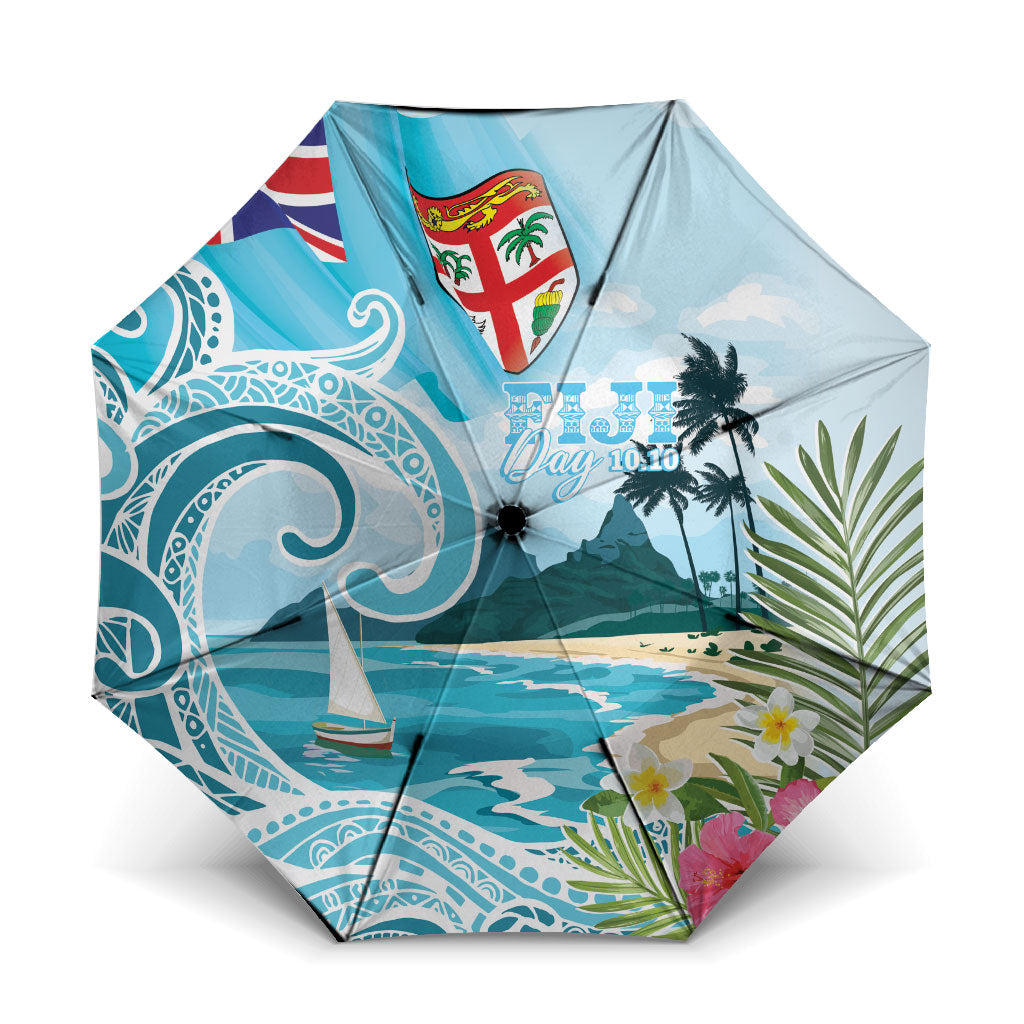 Bula Fiji Seascape Umbrella Fiji Day - Islands Heritage LT7 One Size Folded 11.42 inch Opened Diameter 37.4 inch Multicolor - Polynesian Pride