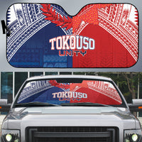 TokoUso Tonga Samoa Brothers Forever Auto Sun Shade Ulafala and Heilala Unity LT7 Red Blue - Polynesian Pride