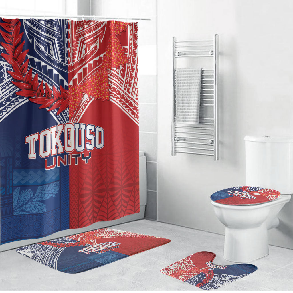TokoUso Tonga Samoa Brothers Forever Bathroom Set Ulafala and Heilala Unity LT7 Bathroom Set (4 pcs) Red Blue - Polynesian Pride