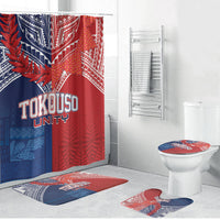 TokoUso Tonga Samoa Brothers Forever Bathroom Set Ulafala and Heilala Unity LT7 Bathroom Set (4 pcs) Red Blue - Polynesian Pride