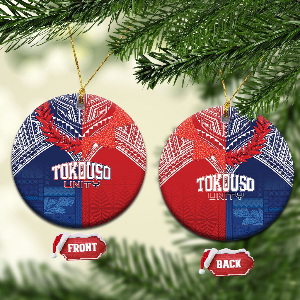 TokoUso Tonga Samoa Brothers Forever Ceramic Ornament Ulafala and Heilala Unity LT7 Circle Red Blue - Polynesian Pride